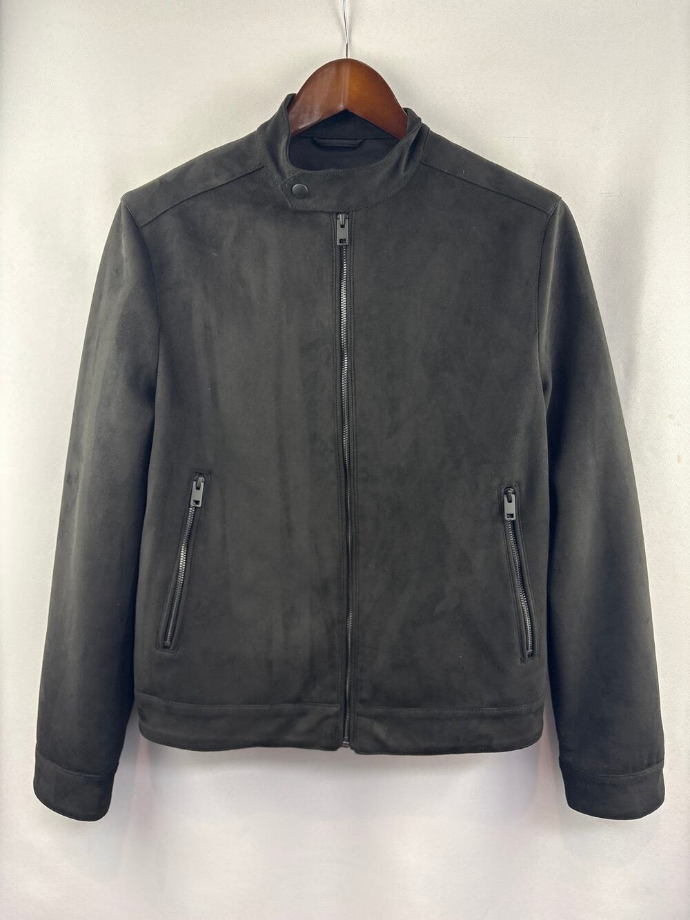 Men’s Express Small Black Suede Zip-Up Biker Jacket